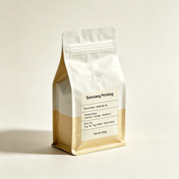 Sachet alimentaire professionnel personnalisé imprimé en héliogravure, résistant à l'humidité, pour grains de café, à fond plat, scellé sur huit côtés, avec valve