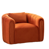 Chaise à baril pivotante orange moderne Fauteuil confortable en velours d'appoint pour la maison ou l'hôtel Entièrement assemblé