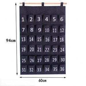 Sac de rangement suspendu sur la porte avec 3 poches, en toile, organisateur mural - Product Image 5