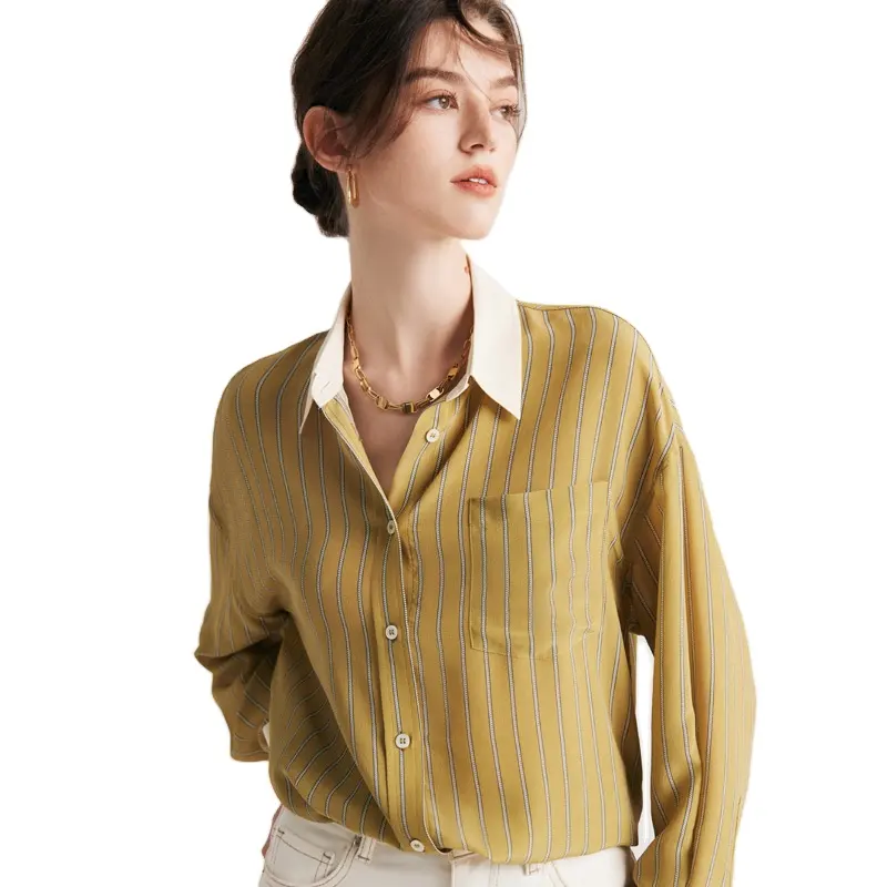 TSS-8R002 Silk Shirt Women's 2024 Spring/Summer New 100% Printed Silk Top