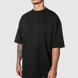 Custom Design Tshirts Men's Tshirt Streetwear Oversized Rib Crewneck Drop Shoulder Heavyweight T Shirt For Men