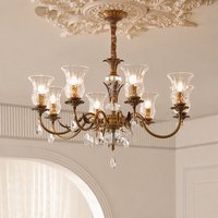 Lustres suspendus en cuivre européen de luxe, luminaires en verre cristal LED pour salon, lampes suspendues modernes de style victorien pour hôtel