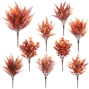 Fougères artificielles couleur automne 28 cm, fleurs en soie plastique pour décoration de mariage, décoration murale extérieure - Product Image 5