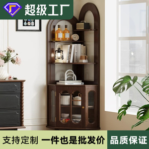Richard's Corner Cabinet Solid Wood Living Room Cabinet 2 Compartments Triangular <b>Storage</b> <b>Unit</b> French Style <b>Wall</b> Mount - Product Image 5