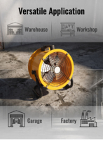 Ventilateur axial industriel à 3 vitesses réglables, grand volume d'air pour la ventilation et le refroidissement des entrepôts, ateliers et garages