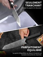 Couteau de cuisine professionnel Kiritsuke de 8 pouces en acier Damas à 67 couches avec manche en G10