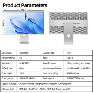 KUYCON G32P 32 pollici 6K 60Hz <span class=keywords><strong>Monitor</strong></span> da ufficio Retina Display per fotografia e Design in alluminio schermo verticale <span class=keywords><strong>Monitor</strong></span> da gioco - Product Image 3