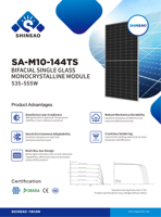 Panneau solaire bifacial 550w Panneaux solaires 550w 20 pièces Panneaux solaires 550 Watt Monocristallin