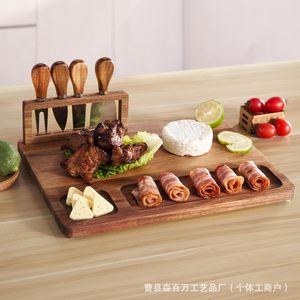 Bamboo Cheese Board <b>Set</b> With Knives And Serving Tray For Food Presentation And Dining - Product Image 3