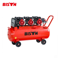 Compresseur d'air sans huile à trois moteurs BISON (CHINE) 1500W*3, 100L, 750L/min, 8 bars, 220V, compresseur robuste pour atelier industriel