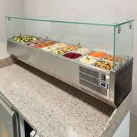 Comptoir de présentation pour salades/pizzas, refroidisseur de préparation pour bar, monotempérature, refroidissement par air, affichage numérique, écoénergétique