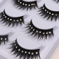TS031 Faux cils synthétiques semi-faits à la main, tige en coton noir, épaisseur 0,07 mm, fins et denses, pour maquillage effet smoky