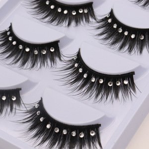 TS031 Faux cils synthétiques <span class=keywords><strong>semi</strong></span>-faits à la main, tige en coton noir, épaisseur 0,07 mm, fins et denses, pour maquillage effet smoky - Product Image 2