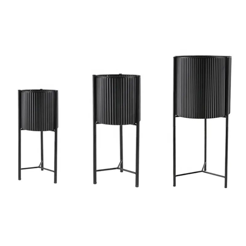 Soporte de Metal negro para maceta de uso interior, decoración del hogar, planta, macetero redondo para jardín