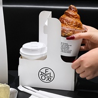 Boîte de transport tendance pour café, porte-gobelets en carton blanc pour thé au lait, emballage créatif en forme de chèvrecou avec poignée, emballage commercial pour boissons