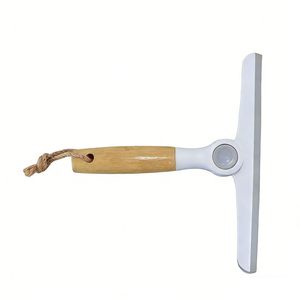 Serpillère de douche et de sol en TPR et bambou, mini raclette à eau en plastique - Product Image 4