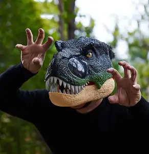 T-Rex Dino Mask Sound Light Adjustable Party Animal Jurassic Full Head Mask Realistic Dinosaur Costume