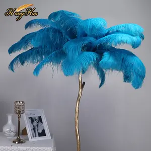 DIY स्टेज प्रदर्शन और सजावट के लिए थोक बड़े 55-60 सेमी रंगे शुतुरमुर्ग पंख लेक ब्लू प्लम