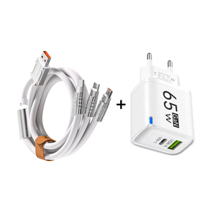 65W Fast <b>Charger</b> Set with 3 in 1 Multi Head USB <b>Cable</b> EU Plug PD QC Wall <b>Charger</b> Kit for IOS for Android Laptop - Product Image 1