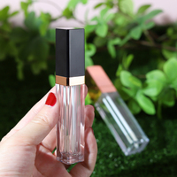 Tubos de Brillo Labial Cuadrados Personalizados, Vacíos, Esmerilados, Transparentes, con Tapa de Rosca y Aplicador Grueso, Impresión Serigráfica