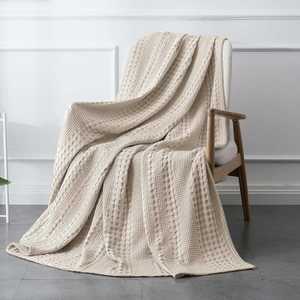 Lightweight Washed Cotton Waffle Weave <b>Throw</b> Blanket - Product Image 1