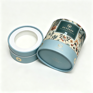Boîte cylindrique en papier kraft biodégradable empilable avec couvercle, taille personnalisée, logo imprimé, emballage écologique en gros - Product Image 2