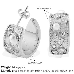 Pendientes YF8171 <span class=keywords><strong>de</strong></span> Diseño Premium con Imitación <span class=keywords><strong>de</strong></span> Perlas <span class=keywords><strong>y</strong></span> <span class=keywords><strong>Diamantes</strong></span>, Chapados en <span class=keywords><strong>Oro</strong></span> <span class=keywords><strong>de</strong></span> 18K, Acero Inoxidable Resistente al Agua - Product Image 6