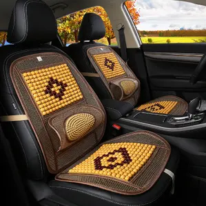 Alfombrilla de seda de hielo con cuentas de madera para asiento de camión, alfombrilla transpirable de bambú monolitico de un solo asiento para asiento de coche