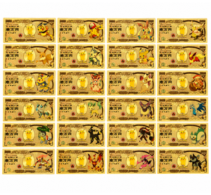 24 Model Anime Uang Kertas Berlapis Emas Bahan PET Dua Sisi Set 10000 Yen Koleksi Pikachu & Teman-Teman Hadiah Unik Mewah - Product Image 1