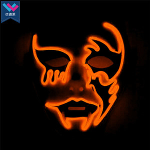 TW-M074หน้ากากปีศาจเรืองแสงหน้ากากพีวีซีแบบไม่ระบุชื่อพร้อมสายรูปเอลฮาโลวีนงานคาร์นิวัลหน้ากากเรืองแสงตกแต่งหน้ากากเรืองแสงในที่มืด LED - Product Image 3
