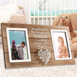 <span class=keywords><strong>Cadre</strong></span> photo en bois rustique, <span class=keywords><strong>papa</strong></span> et enfant, cadeau idéal, nouveau - Product Image 2