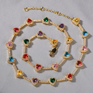 Luxury Heart-Shaped CZ Chain with <strong>Candy</strong> Color Brass Lovely Colored <strong>Necklace</strong> for Wedding Parties and Gifts - Product Image 5