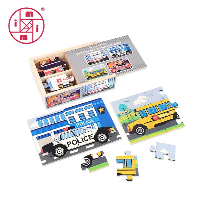 Hot Selling Wooden Car Puzzle 4 In 1 Jigsaw Puzzle Set Wood Jigsaw Puzzle Educational Kids Toys