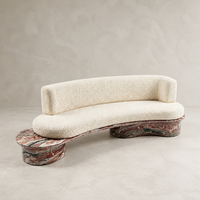 Canapé en velours en forme de L moderne à trois places, modèle Monica rouge, pour hall d'hôtel, villa, salon, meubles personnalisables