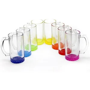 Topjlh логотип может быть настроен, стеклянная кружка для питья, кружка пива для сублимации, 16 унций, градиентная цветная Нижняя прозрачная стеклянная пивная кружка