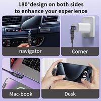 Adaptateur magnétique USB C 240W, cordon de type C dans le câble de charge magnétique USB C à angle droit, embouts de connecteur rotatifs à 90/180 degrés