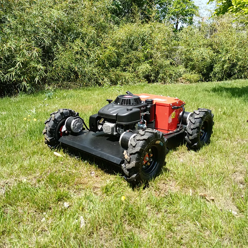 Kendinden tahrikli bahçe biçme makineleri dizel çim döner paletli tüm arazi uzaktan kumanda ot biçme makinesi satılık