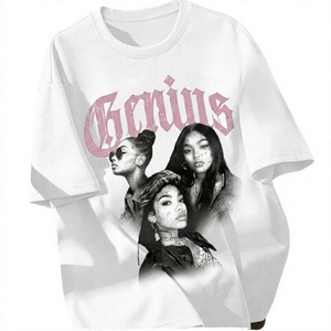Camiseta Gráfica Oversize Unisex con Logo Personalizado OEM, Estampado Rosa Genius, Cuello Redondo, Ajuste Holgado, Estilo Urbano, Poliéster - Product Image 2