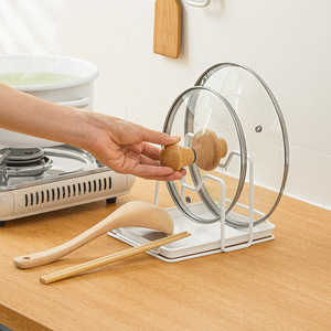 Nuevo diseño, soporte de almacenamiento de cuchara de doble capa, impermeable, multifunción, tapa de olla de cocina, espátulas, estante de almacenamiento con bandeja - Product Image 2
