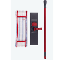 Ensemble de vadrouille plate en microfibre avec poteau en acier rétractable Nettoyage intérieur Poignée torsadée Tampons de recharge pour le nettoyage des sols