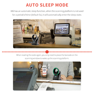 เครื่องสแกนบาร์โค้ดแบบโคจรรอบหลายทิศทางเครื่องอ่านรหัส <span class=keywords><strong>QR</strong></span> 2D 1D ถอดรหัสความเร็วสูงแบบ XB-X86 - Product Image 6