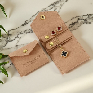 Pochette d'emballage de luxe en microfibre de haute qualité avec logo personnalisé pour bracelets et bagues, conteneur à bijoux - Product Image 2