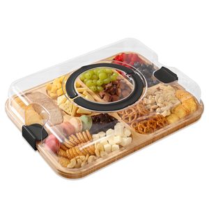 Planche à découper en bambou pour en-cas, plateau de service en bois de boucher pour la cuisine, planches à charcuterie avec couvercle, plateau à fromage, plateau à fruits - Product Image 2