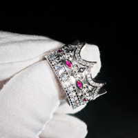 Nouvelle bague de luxe 2026 avec rubis taille marquise et couronne, en argent sterling 925 et zircon cubique 8A, pour femme et homme, mariage et fiançailles