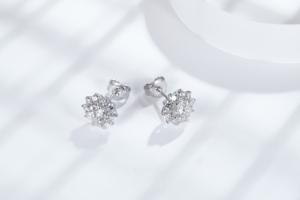 Pendientes de Plata Pura con Diseño de Flor para Mujer, Joyería de Rodio y Silicio, Accesorios de Moda, Venta al por Mayor - Product Image 5