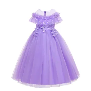 Vestido largo de princesa para niñas de EE. UU., vestido de desfile de moda para niñas pequeñas, vestido de piano para bodas con flores para niños