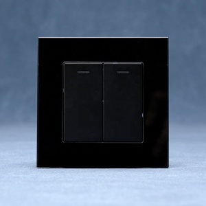 Tempered Glass Khung ánh sáng điện Thiết bị chuyển mạch thiết kế màu đen 2 gang một cách hai cách kiểm soát ánh sáng chuyển đổi với LED chỉ số - Product Image 1