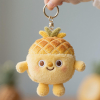 Porte-clés en peluche mignon en forme de pain d'ananas, jouet en peluche doux, ornement pour sac à dos, accessoires pour sacs, porte-clés en peluche