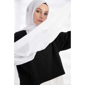 ผ้าคลุมกันแดดชีฟองสีขาวแบบยาวสำหรับผู้หญิง ผ้าพันคอเนื้อบางเบา ระบายอากาศได้ดี แฟชั่นเครื่องประดับศีรษะ - Product Image 4