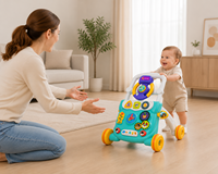 Poussette multifonctionnelle pour bébé, trotteur d'apprentissage précoce avec cadre en plastique durable et jouets amusants